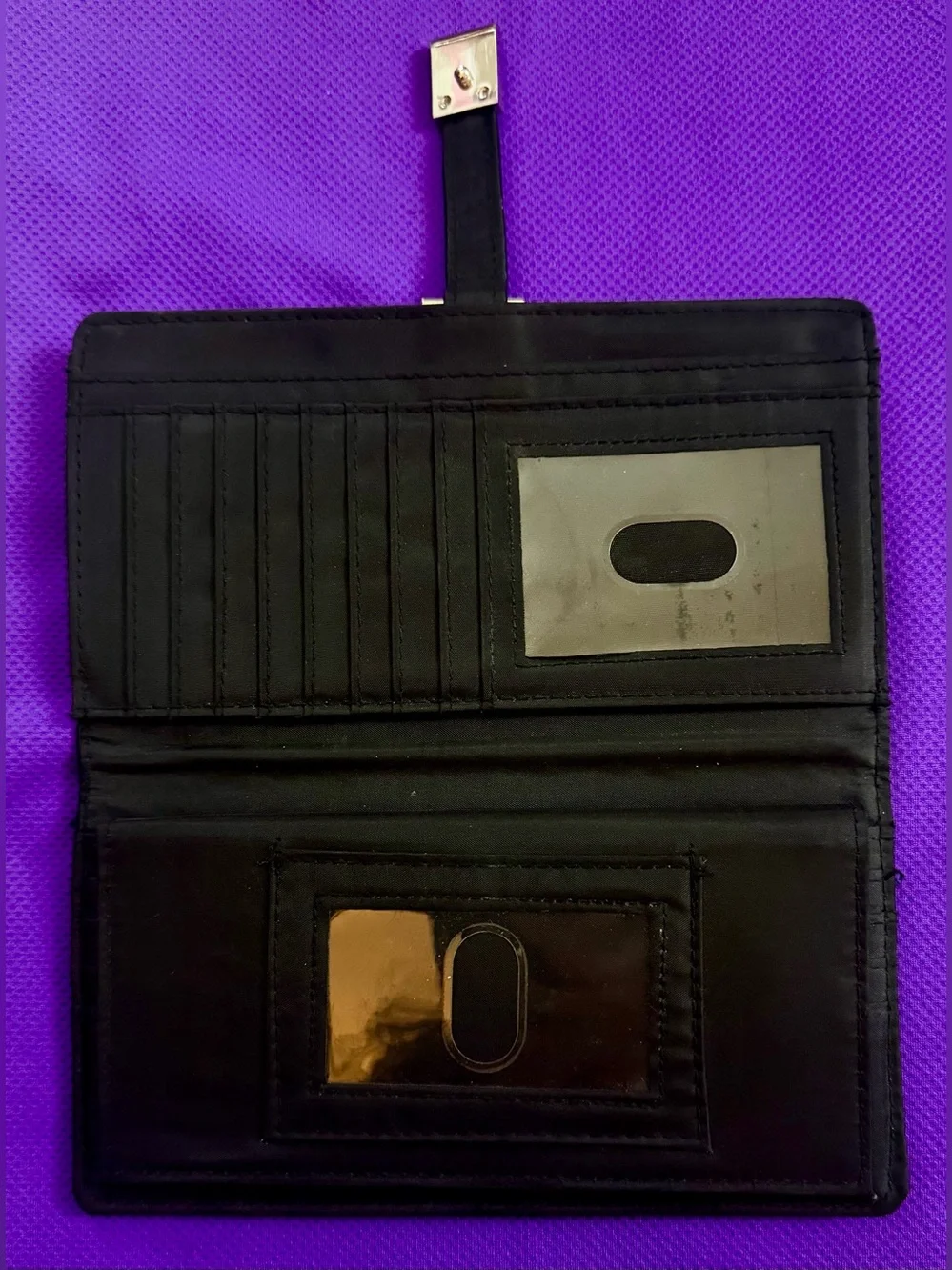 Black Croc-Embossed Women's Clutch with Gold Accent